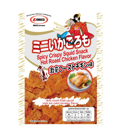 MARUESU Spicy Crispy Squid Snack (Hot Roast Chicken Flavor) 18 g.